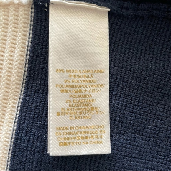 Kate Spade Mayson Wool Sweater Jacket in Midnight Navy and Cream Size 8 - Picture 7 of 10